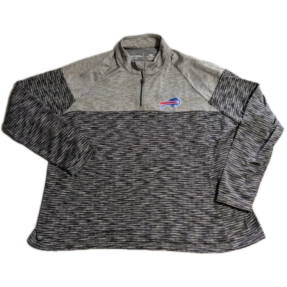Buffalo Bills Antigua Quarter Zip Pullover Womens 2XL Gray Space Dye